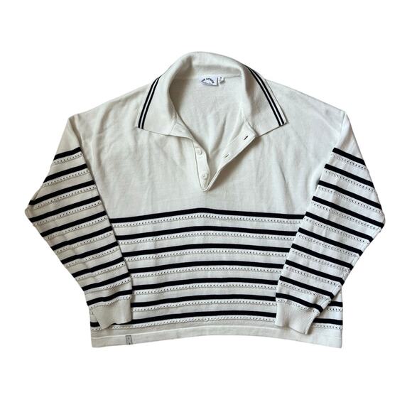 The Upside White Blue Striped Pullover S - Picture 1 of 8